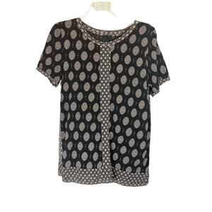 J. Crew Black and White Printed Short Sleeve Blouse - Size Small